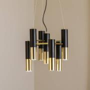 Pendellampe Orino, svart/gull, metall, 7 lyskilder, GU10