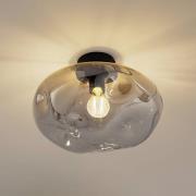 Lindby taklampe Lelia, røykgrå, glass, Ø 35 cm