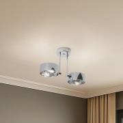 Taklampe Mado, stål kromfarget, glass røyk, 2 lyskilder