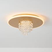 LED-taklampe Deluge, gullfarget, Ø 32 cm, metall/akryl