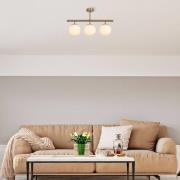 Taklampe Atmaca, 3 lyskilder, gull antikk, glass, 60 cm