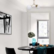 Taklampe Damar, gull, glass, 2 lyskilder, lengde 44 cm, E27