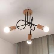 Taklampe Oxford, svart, tre, metall, 3 lyskilder, Ø 44 cm