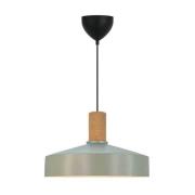 Pendellampe Elvas, støvgrønn, Ø 37 cm, metall/kork