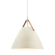 Pendellampe Strap, sandfarget, Ø 36 cm, metall/lær