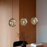 Lindby pendellampe Valentina, E14, 3-lys, røykgrå, glass