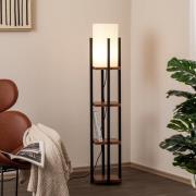 Gulvlampe Shelf, svart/kobber, stoff, høyde 130 cm, E27