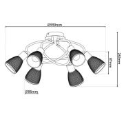Taklampe Lindita, 6 lyskilder, glass, røykgrå, E14