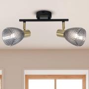 Taklampe Lindita, 2 lyskilder, glass, røykgrå, E14