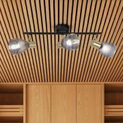 Taklampe Lindita, 3 lyskilder, glass, røykgrå, E14