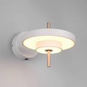 LED-vegglampe Keaton, lysegrå, Ø 20 cm, metall, CCT