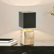 Bordlampe Ouro, svart/antikkbronse, 35 cm, tekstil/keramikk