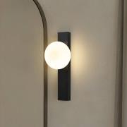 Lindby vegglampe til bad Tavrik, svart/hvit, høyde 30 cm, glass