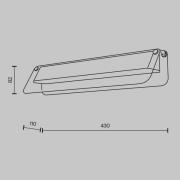 LED-vegglampe FLAT, rav/messing, bredde 43 cm, glass/metall