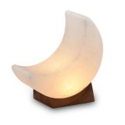 Saltkrystalllampe Mond white line USB, tresokkel, hvit