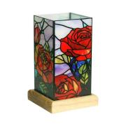 LED-bordlampe Art Light Rose, tresokkel, akryl, fargerik