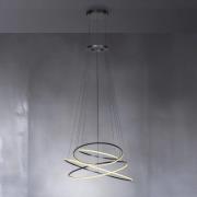 LED-hengelampe PURE E-Flying Rings, mystic grey, Ø110cm, CCT