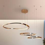 LED-hengelampe Orbitas, lengde 185 cm, gullfarget, metall