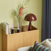 HÜBSCH bordlampe Mush, brun, metall, høyde 50 cm