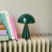 HÜBSCH LED-batteridrevet bordlampe Mush, mørkegrønn, høyde 20 cm