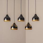 Hengelampe Yildo, svart/gull, 5 lyskilder. Lengde 111 cm