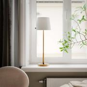By Rydens bordlampe Lumi, 69 cm, gull/hvit, tekstil