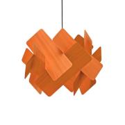 LZF pendellampe Escape, oransje/nikkel, Ø 30 cm, tre