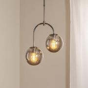 Portemo hengelampe, røykgrå/nikkel, Ø 37 cm, 2 lyskilder i glass