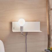 Paulmann vegglampe Devara, hvit, 40 cm E27 USB-port