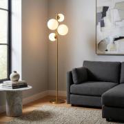 Gulvlampe Fazli, gull, glass/metall, høyde 162 cm, E14