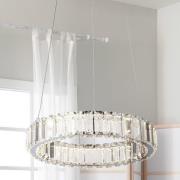 LED-hengelampe Filumena, grå/klar, metall/glass, Ø 35 cm