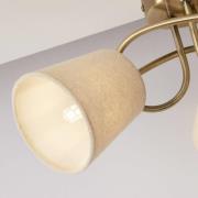 Taklampe Waris, messing/krem, tekstil/metall, 3 lyskilder