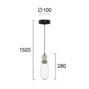 LED-pendellampe Gemma, høyde 28 cm, fargerik, glass/keramikk/metall
