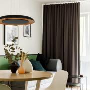 LED-hengelampe Golden Veil, svart/gull, dimbar, metall