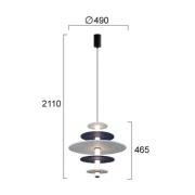 LED-hengelampe Azul, høyde 46 cm, blå/grå/svart/, filt