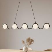 Hengelampe Sinus 5, svart/opal, glass, lengde 110 cm