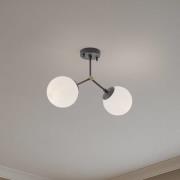 Taklampe Damar, svart, glass, 2 lyskilder, lengde 44 cm