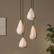 Hengelampe Cinzia, hvit/svart, Ø 55 cm, porselen, 4 lyskilder