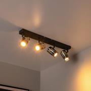 Downlight Upton, lengde 56 cm, svart/røykgrå, 4 lyskilder