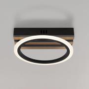 LED-taklampe Blevins, matt svart/trelook, Ø 25 cm