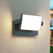 utendørs LED-vegglampe KANSAS, antrasitt, bredde 20 cm, IP54
