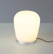 Bopp LED-bordlampe Cara, aluminiumsfarget, Ø 18 cm, glass