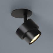 LED innfelt spot BRUSH, svart, Ø 7 cm, metall, dimbar, 2700 K