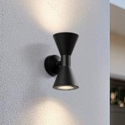 Lucande utendørs vegglampe Xalor, svart, IP65, metall, GU10