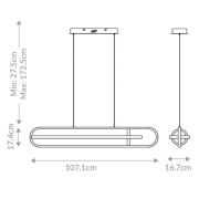 LED-hengelampe DENMARK, matt svart, lengde 107 cm, metall