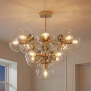 Taklampe Zumba, glass/metall, gull/klar, 13-flammet