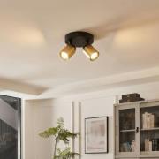 Razza takspotlight, svart/gull, Ø 26,5 cm, 2-lys.