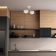 Taklampe Mado, beige, 2 lyskilder, høyde 24 cm, stål/glass