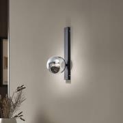 Vegglampe Rumba, svart/røykgrå, glass/metall Høyde 40 cm