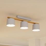 Mariel 3-lampers taklampe i lysegrått naturlig treverk